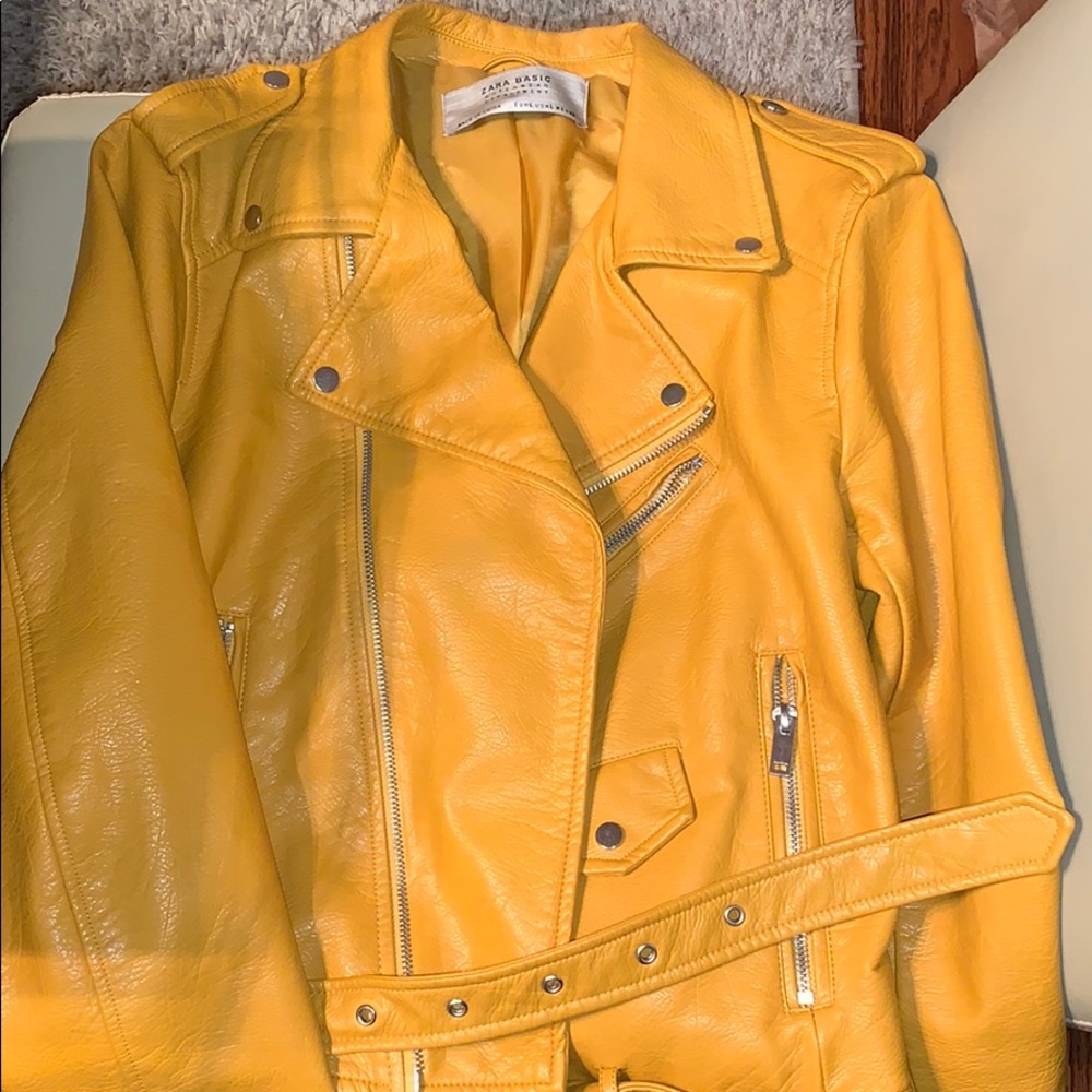 Zara’s MOTO Yellow Gold Mustard Biker Jacket